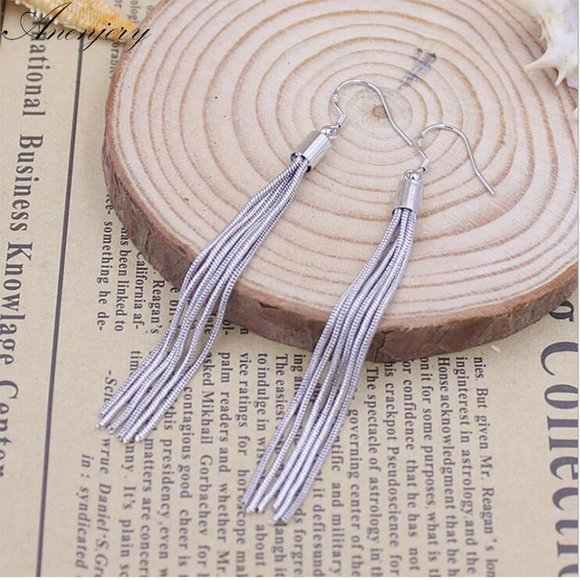 NEW 925 Sterling Silver Tassel Chain Drop Earrings - Picture 6 of 11
